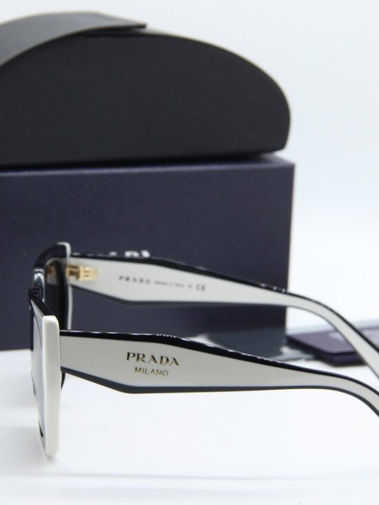 Prada PR15WS 09Q5S0 Square Sunglasses – Black/Talc\\Dark Grey main image 10